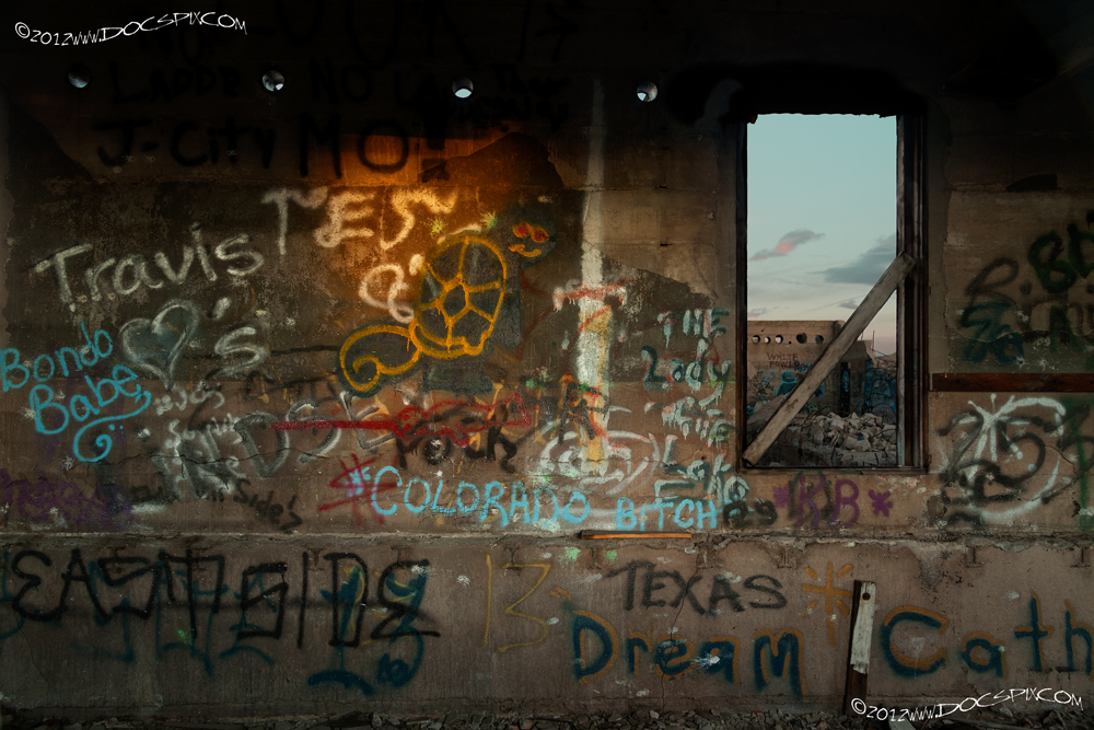 The east-center wall of the control room.