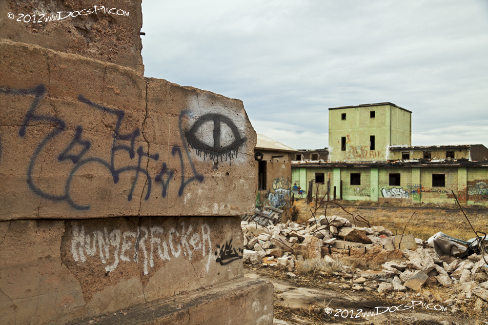 A view of the yttrium plant from the west wall of still base four.