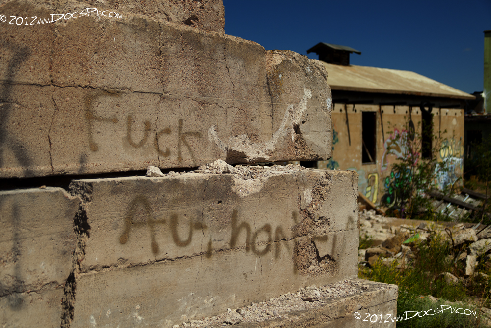 A view of the control building from the third still to the east. 