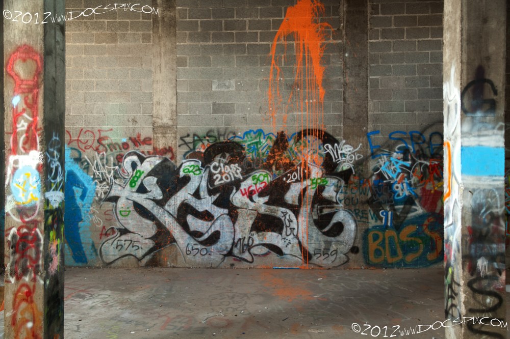 Another view of the west wall as seen between the support pillars.