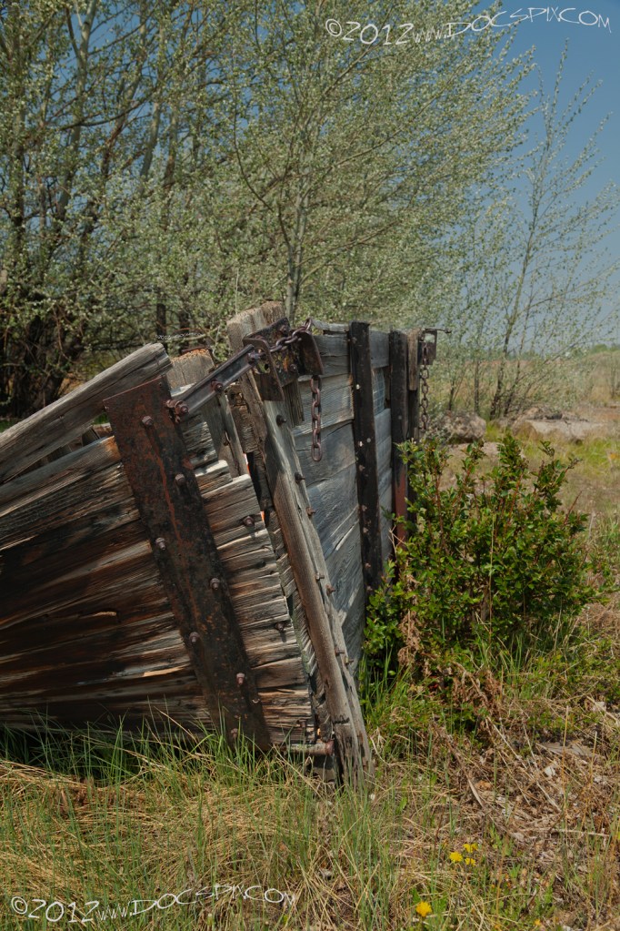 A view of the truck bed looking west.