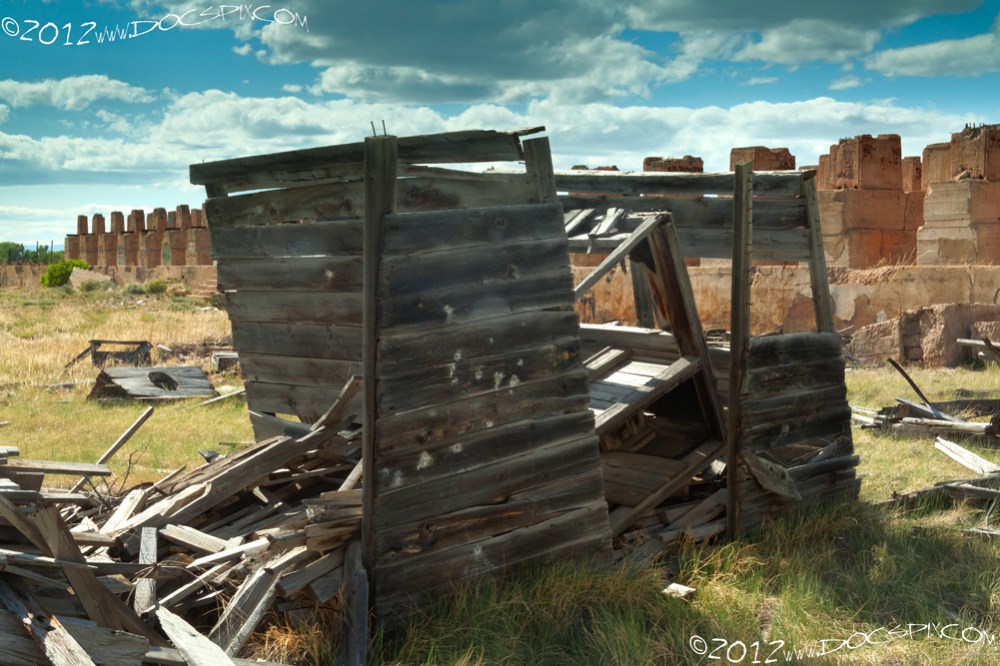 A view of the outhouse looking west.