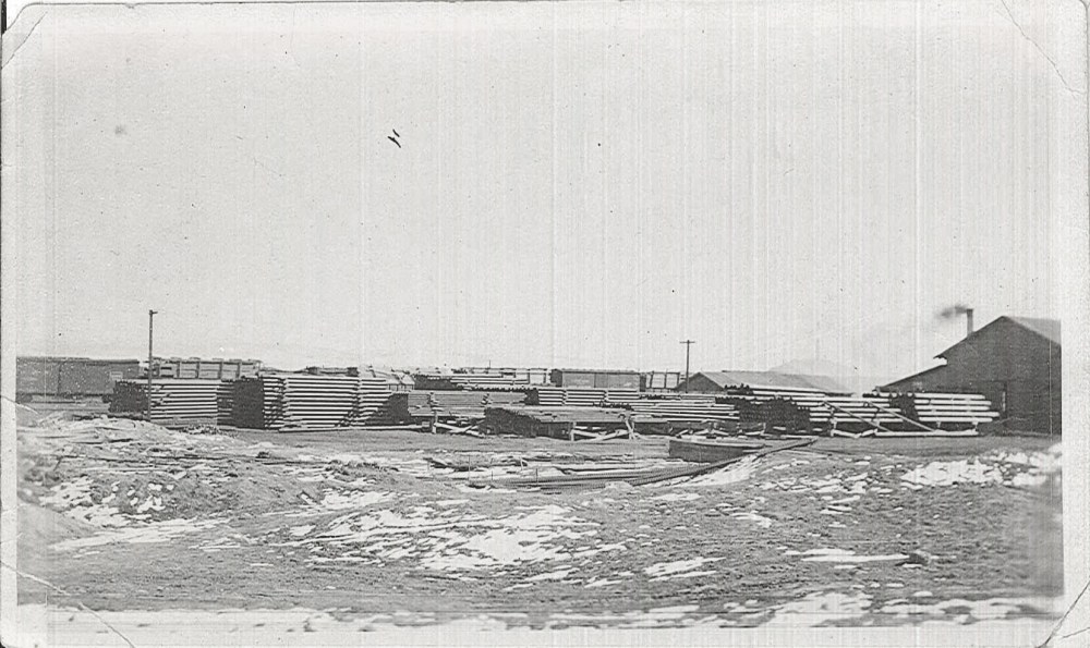 Supplies were stacked near a temporary warehouse.  