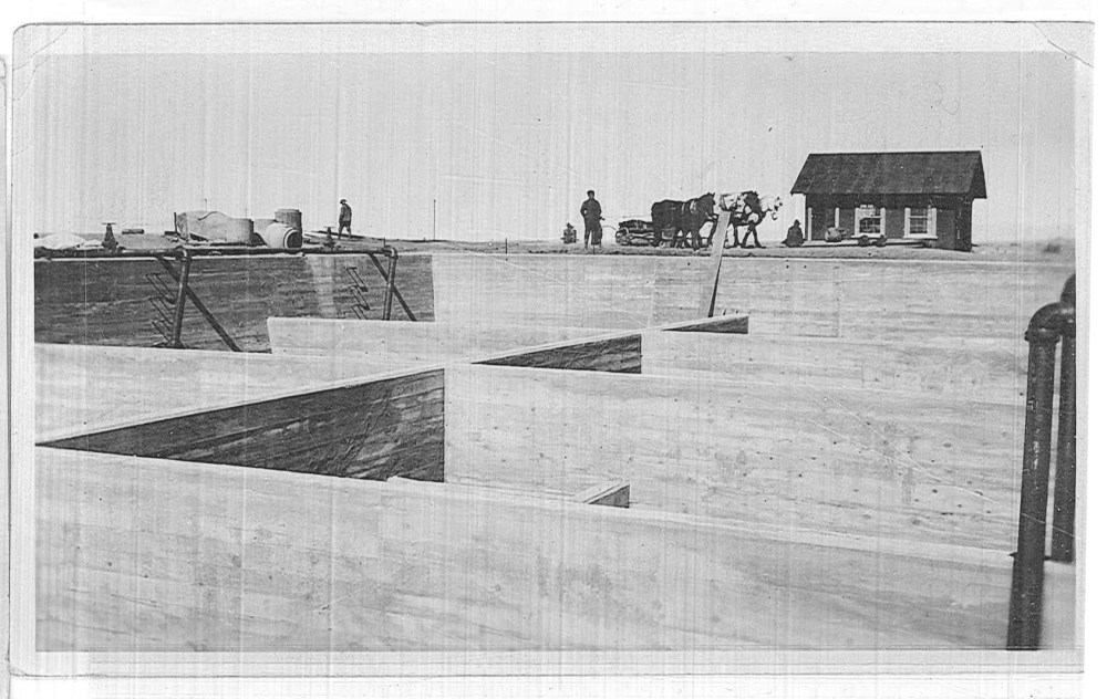 This foundation may be from the refinery office or laboratory. 