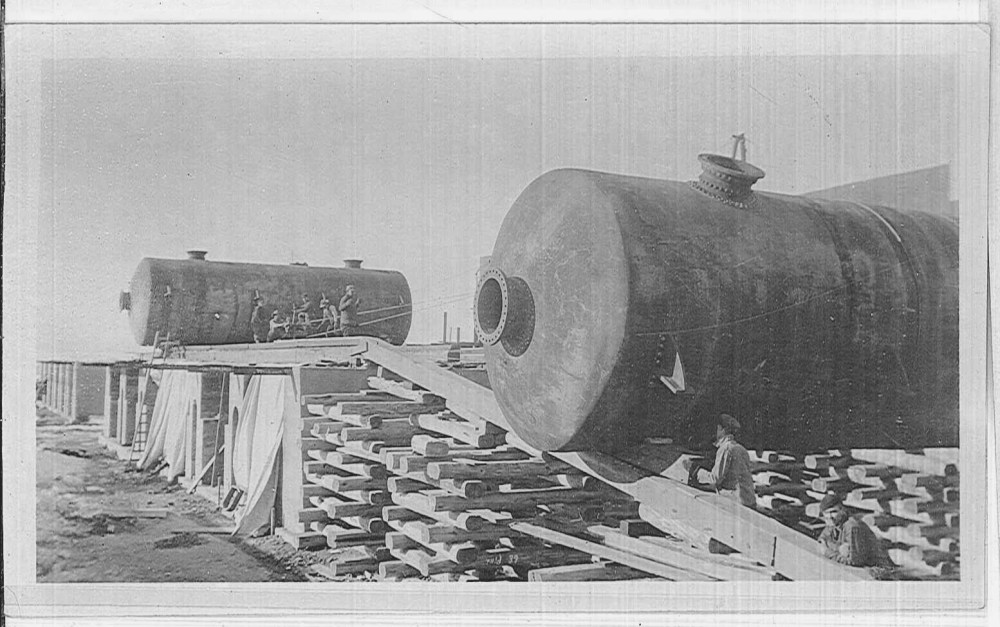 The tanks were rolled up and on top of the still foundations. The foundations here are from the north still bank. 