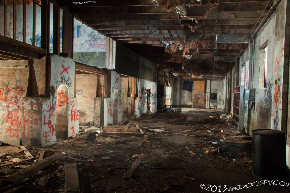 The south factory floor of the United States Yttrium building, looking east. 